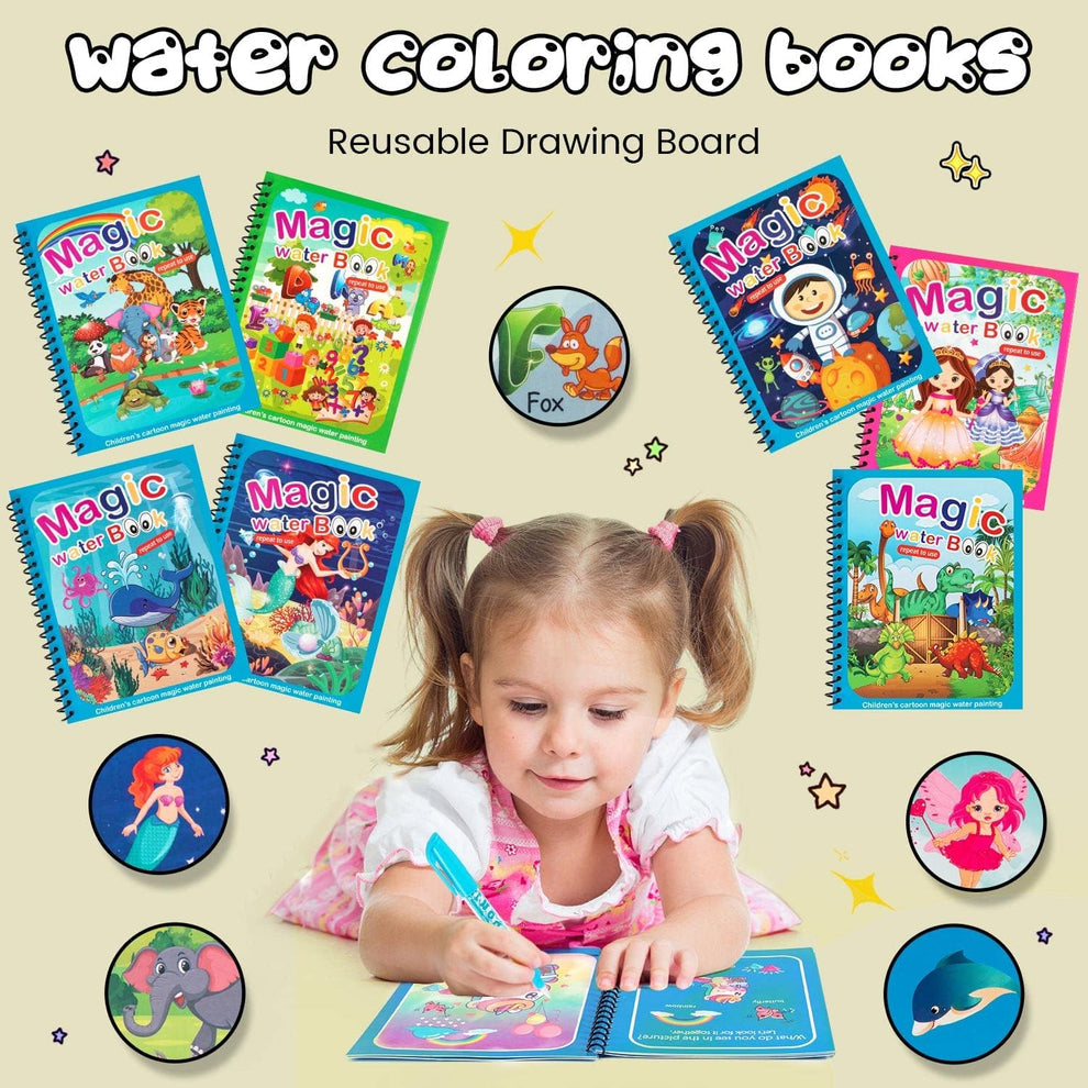 Reusable Magical Water Painting Book (Pack of 4 Books)